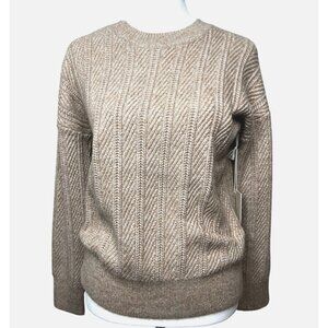 Joie Womens Ribbed Knit Crew Sweater Beige Wool Polyester Blend Size Small